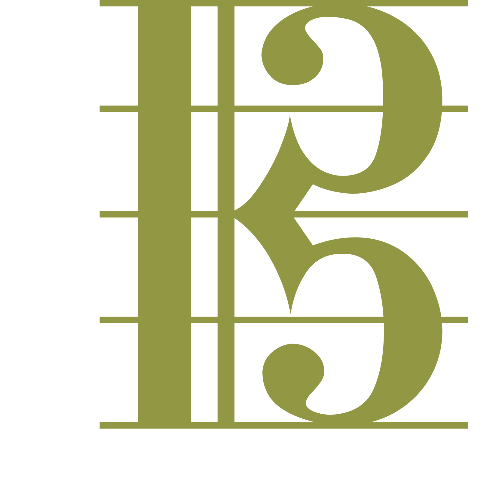 A large olive green alto clef symbol is centered on a white background with “VIOLA” vertically along the left and “-STRINGS.COM” horizontally along the bottom in light, serif font.