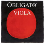 A black square with a large red circle in the center. At the top, the word "OBLIGATO" is printed in white uppercase letters, and below it, the word "VIOLA" appears in a smaller white font.