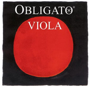A black square with a large red circle in the center. At the top, the word "OBLIGATO" is printed in white uppercase letters, and below it, the word "VIOLA" appears in a smaller white font.