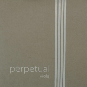 A square cardboard package with the word "perpetual" in lowercase letters and "viola" below it. Four vertical white lines run close together along the right side of the package.